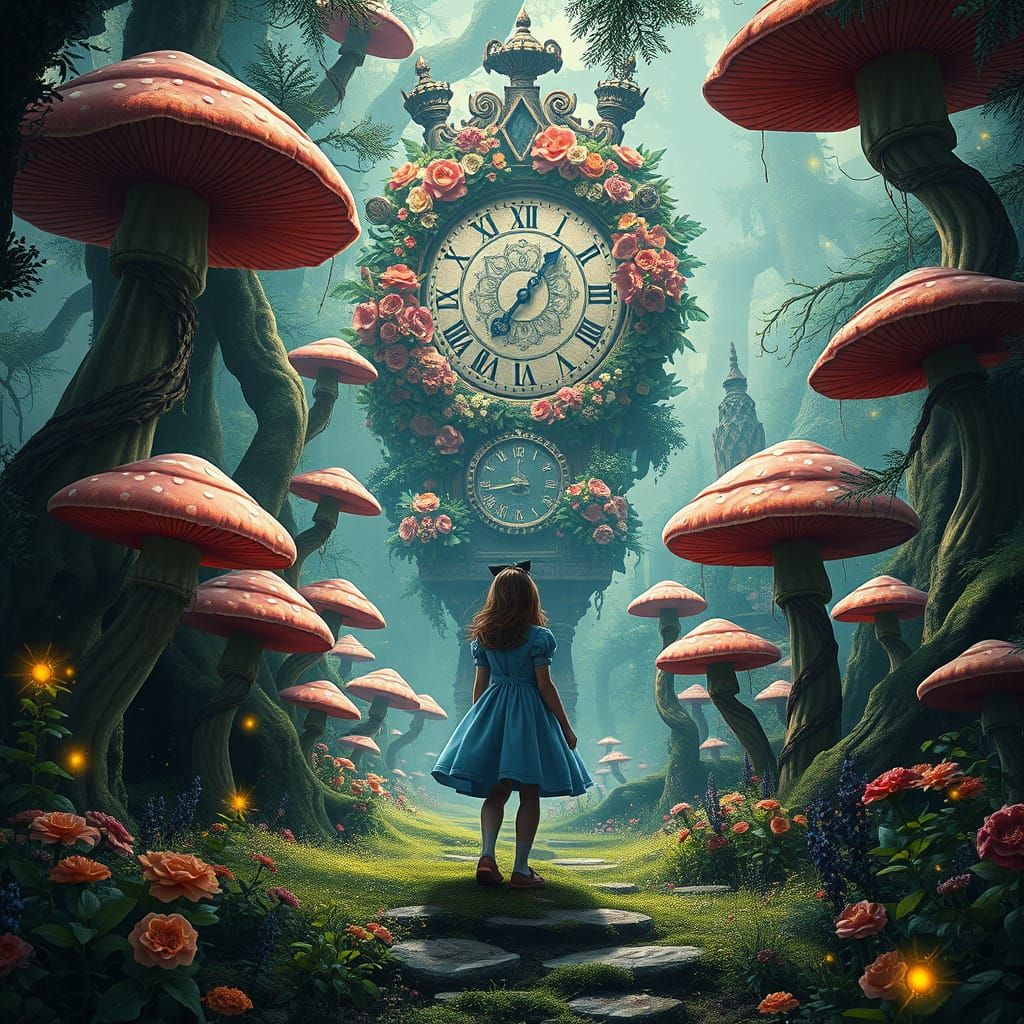 Fantastical Wonderland Forest in Cyberpunk Style