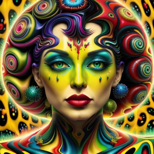 Psychedelic Fractal Landscape in Vivid Oil Painting