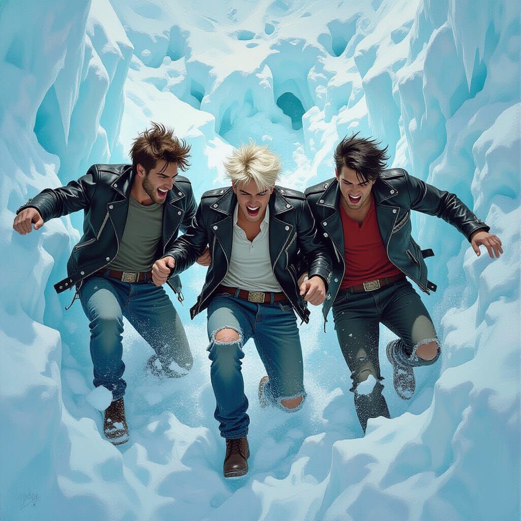 Icy Plunge: Nostalgic Art Inspired by Rockwell