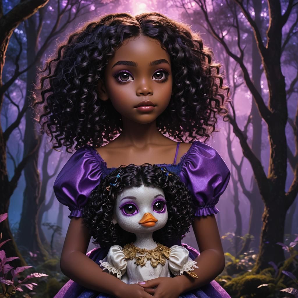 Mystical Portrait of Girl with Doll in Lofi Fantasy