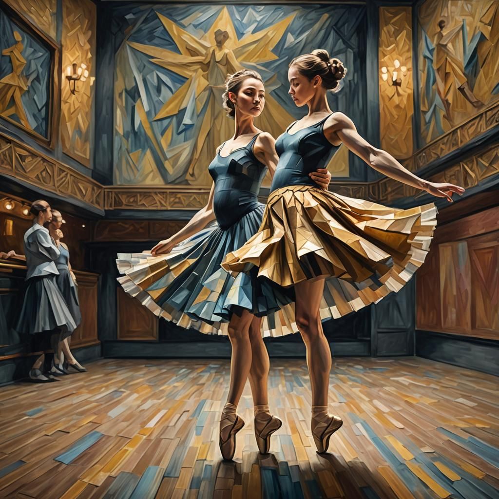 Ballerina in Theater: Neo-Impressionist Impasto Painting