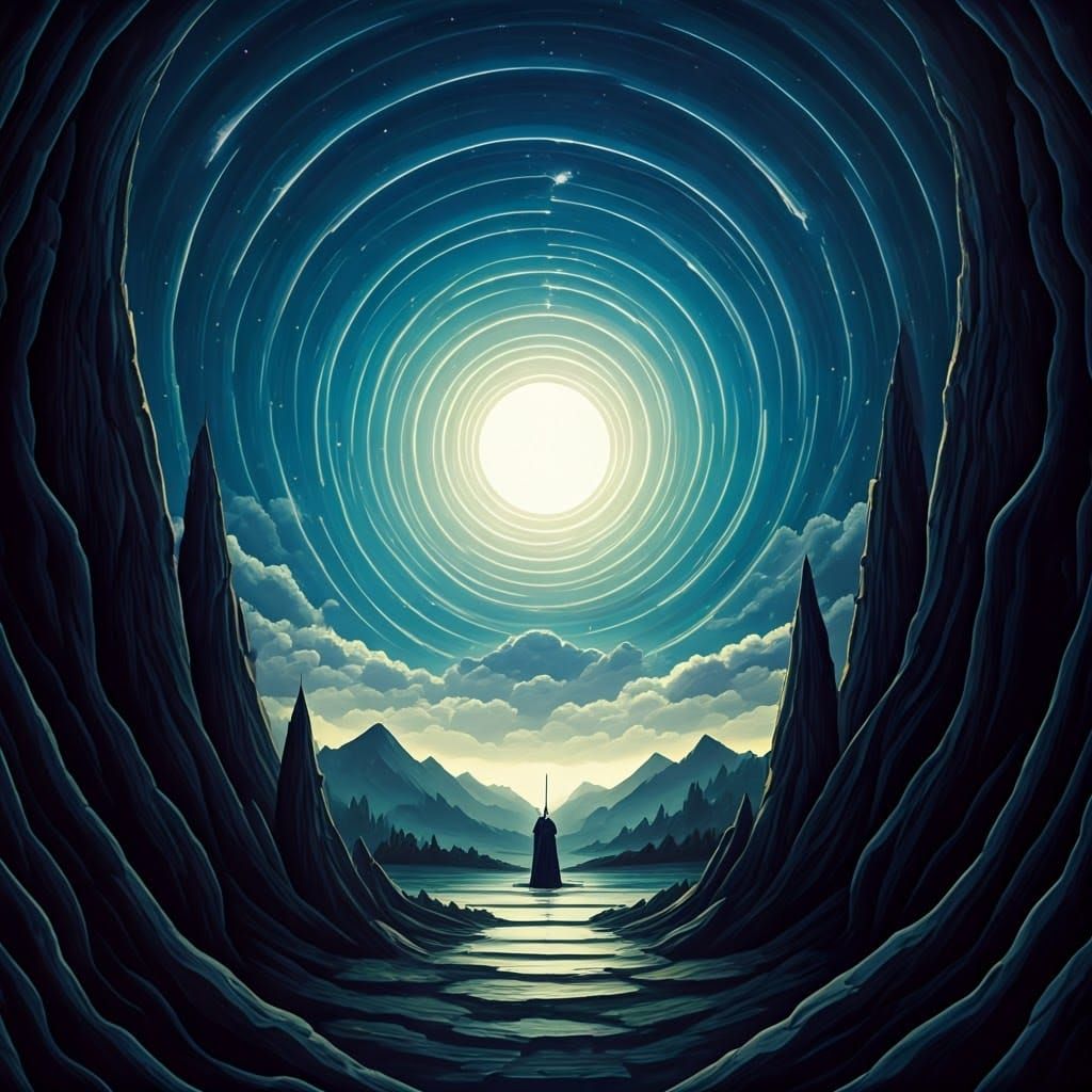 Middle-earth Dreamscape in Cosmic Acrylic Abstract Style