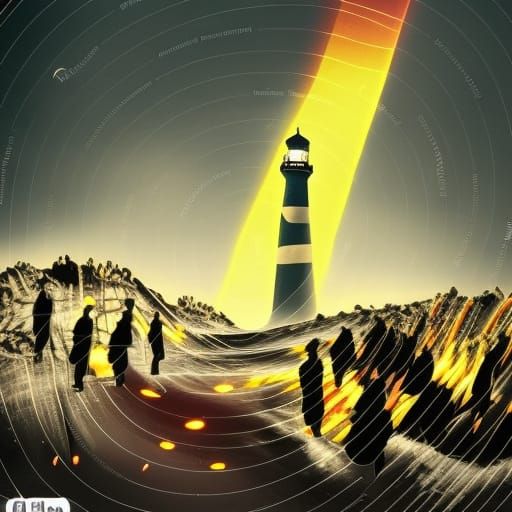 Apocalyptic Lighthouse Beacon in a Dark Sky