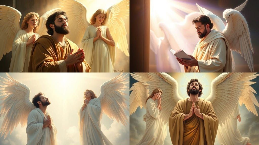 Angels Watching Over Man of God Reading Scriptures