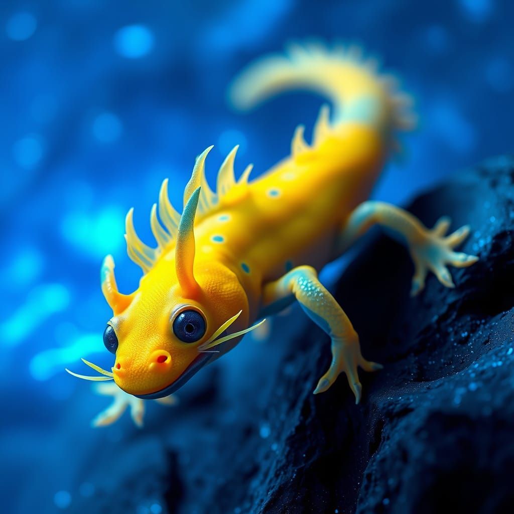 Dreamlike Axolotl in Holographic Futurism