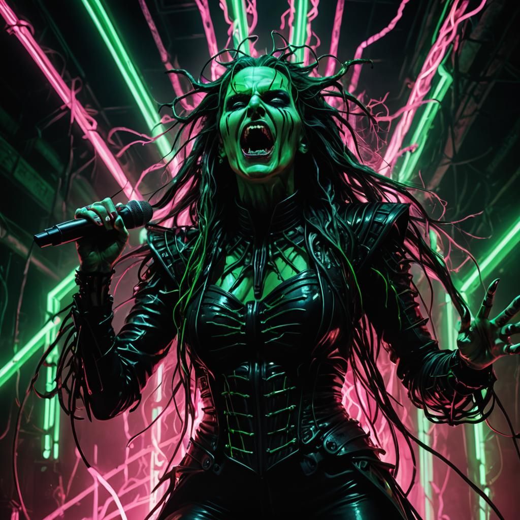 Vampire Singer on Stage in Dark Fantasy Art