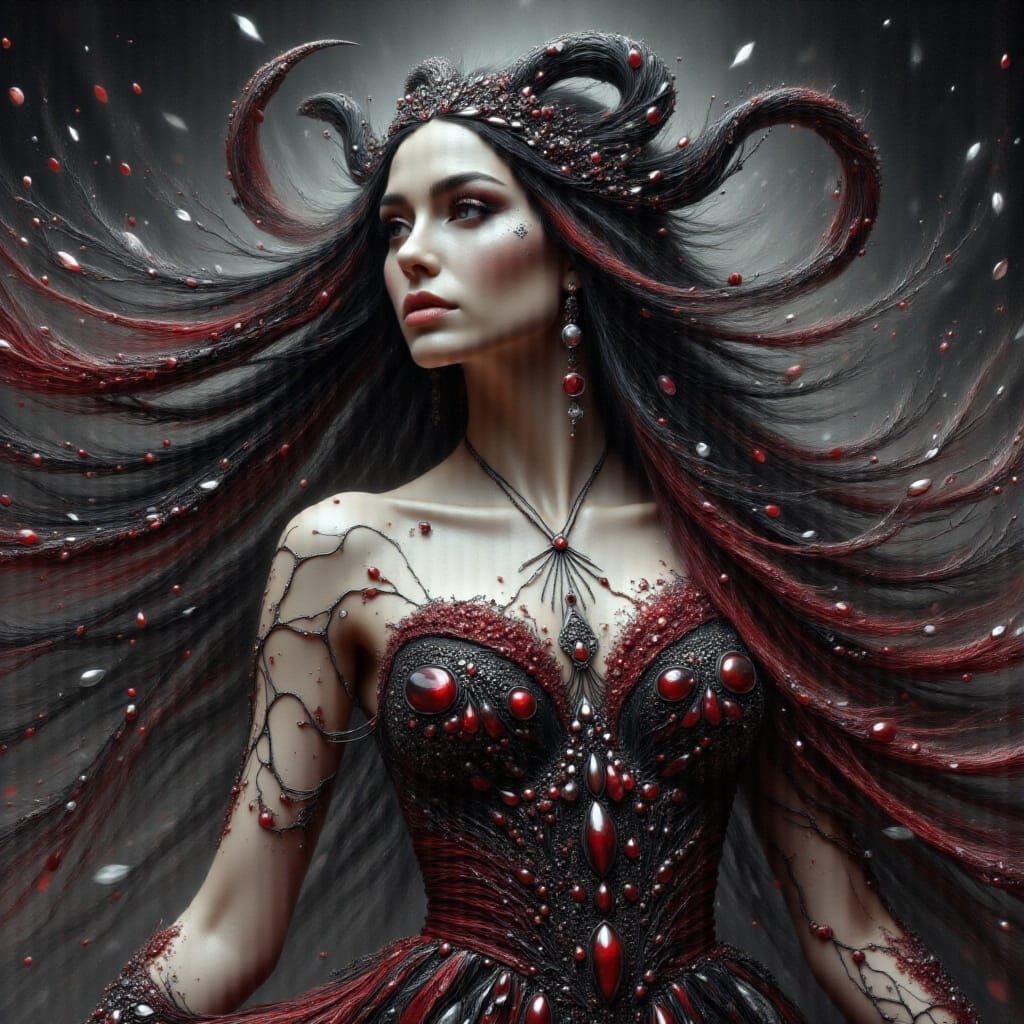 Scorpio Goddess in Astral Cavern, Mystical Digital Art