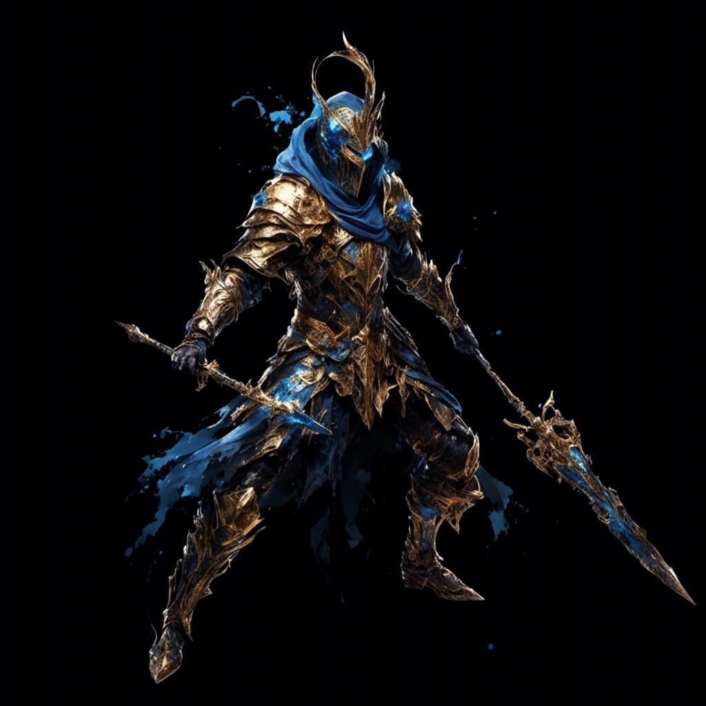 Golden Armored Knight with Spear