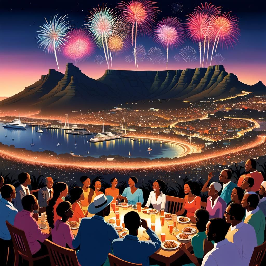 New Year's Eve Fireworks Over Cape Town