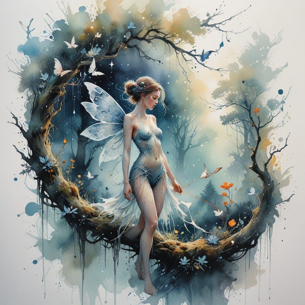 Ethereal Luminova in Misty Ancient Forest