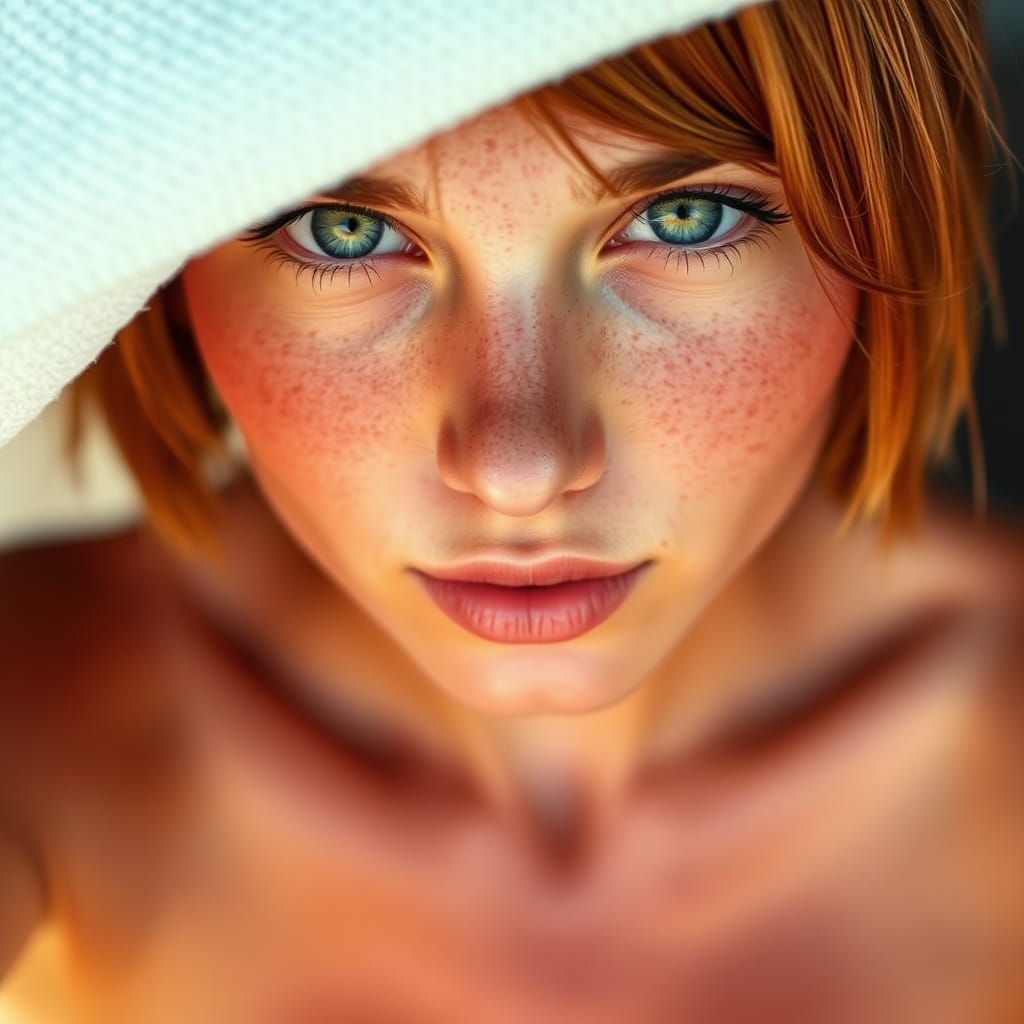 Sunburned Woman with Tan Lines Close Up