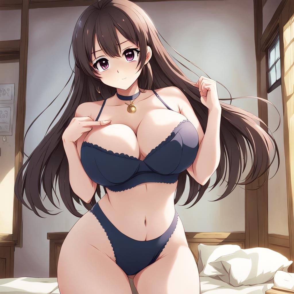 Anime Girl with Large Chest in Manga Style