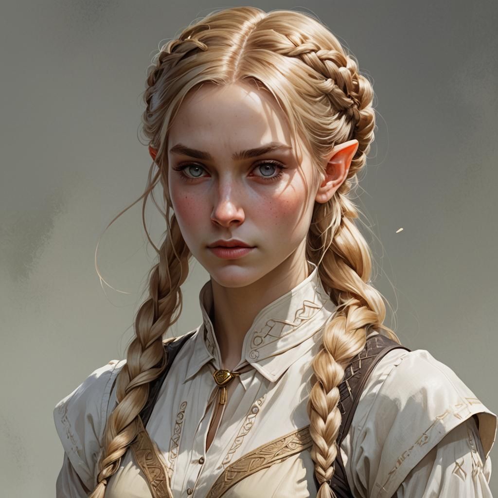 Young elf girl with honey blond hair