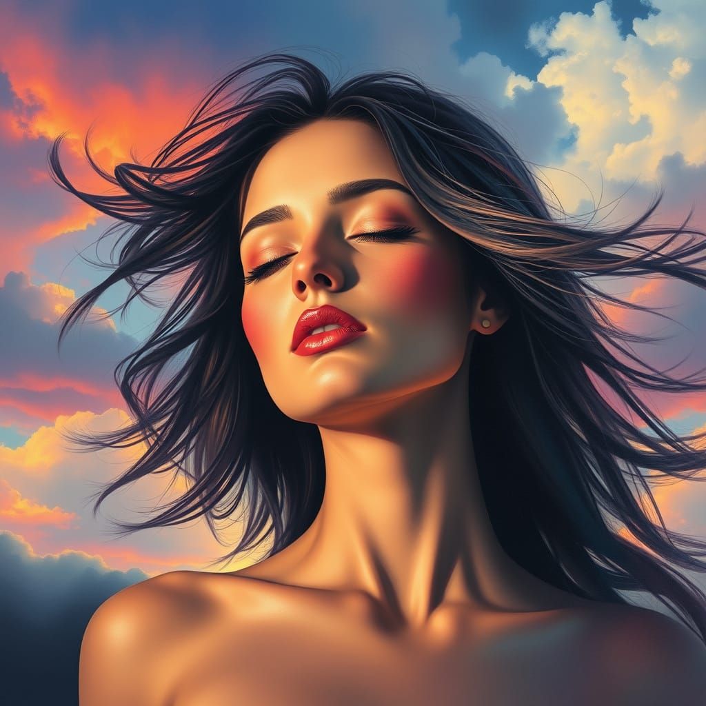 Ethereal Woman Portrait in Airbrush Style
