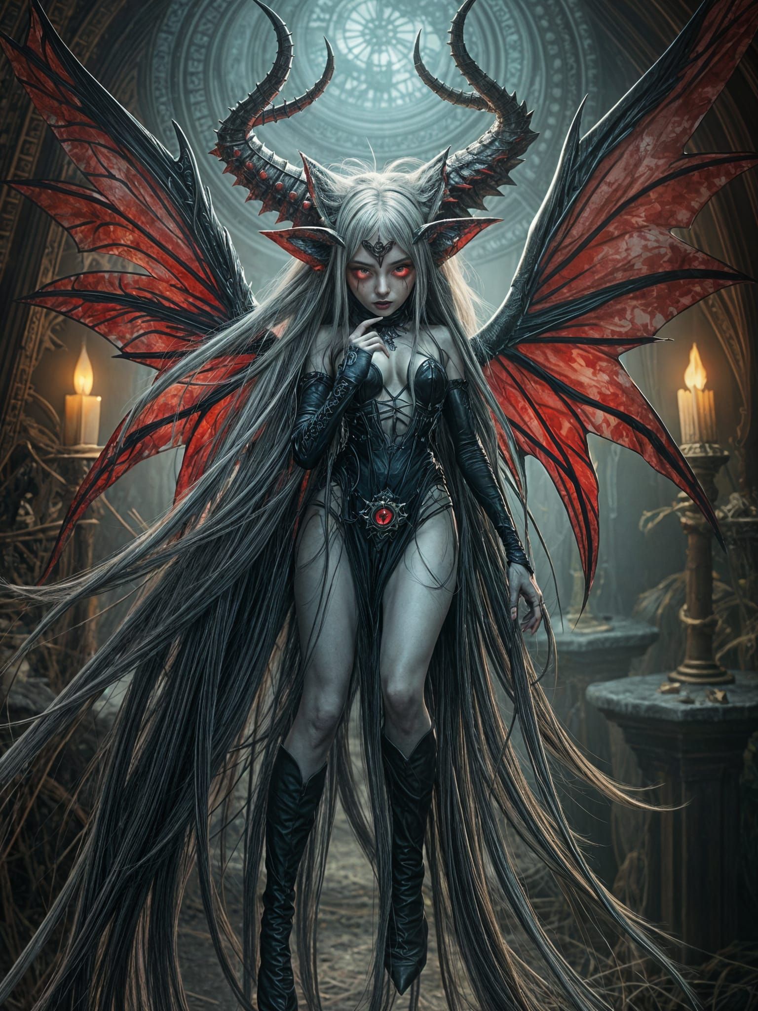 Creepy Gothic Anime Fae in Dark Dreamlike Fantasy