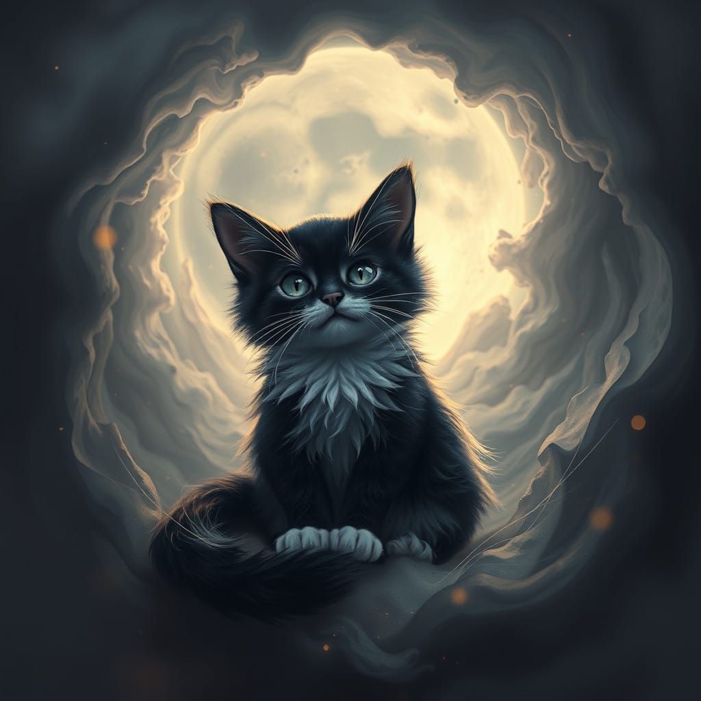 Regal Mystical Mancoon Cat in Dreamscape