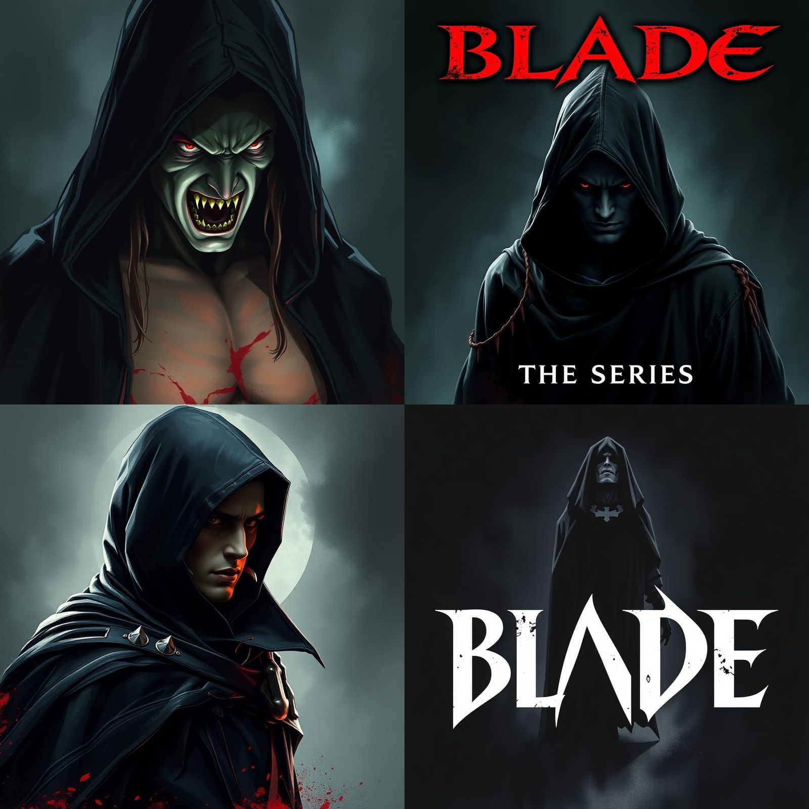 Dark Vampire with Fangs in Gothic Horror Style