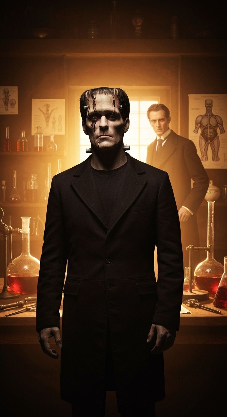 Frankenstein in Victorian Lab, Amber Glow