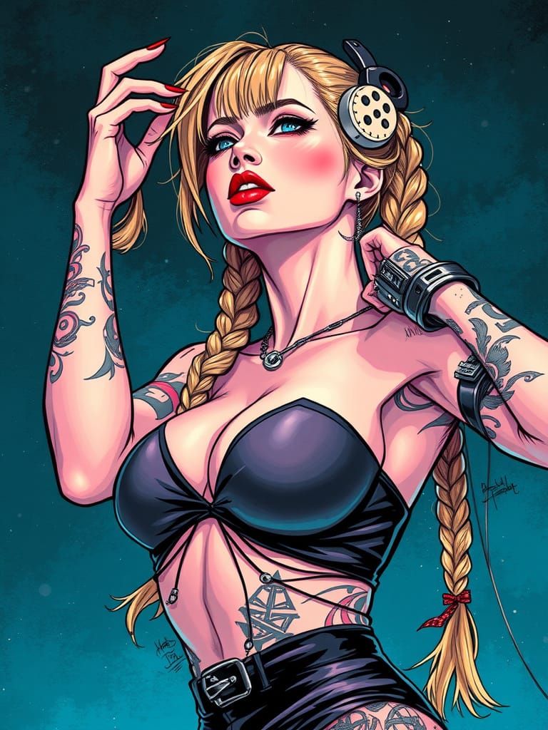 Cyberpunk Goddess in Dynamic Dance Pose