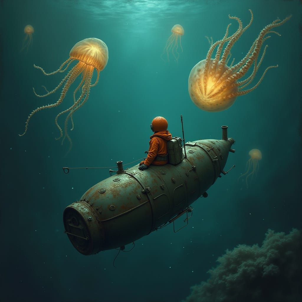 Eerie Deep Sea Adventure in Haunting Style
