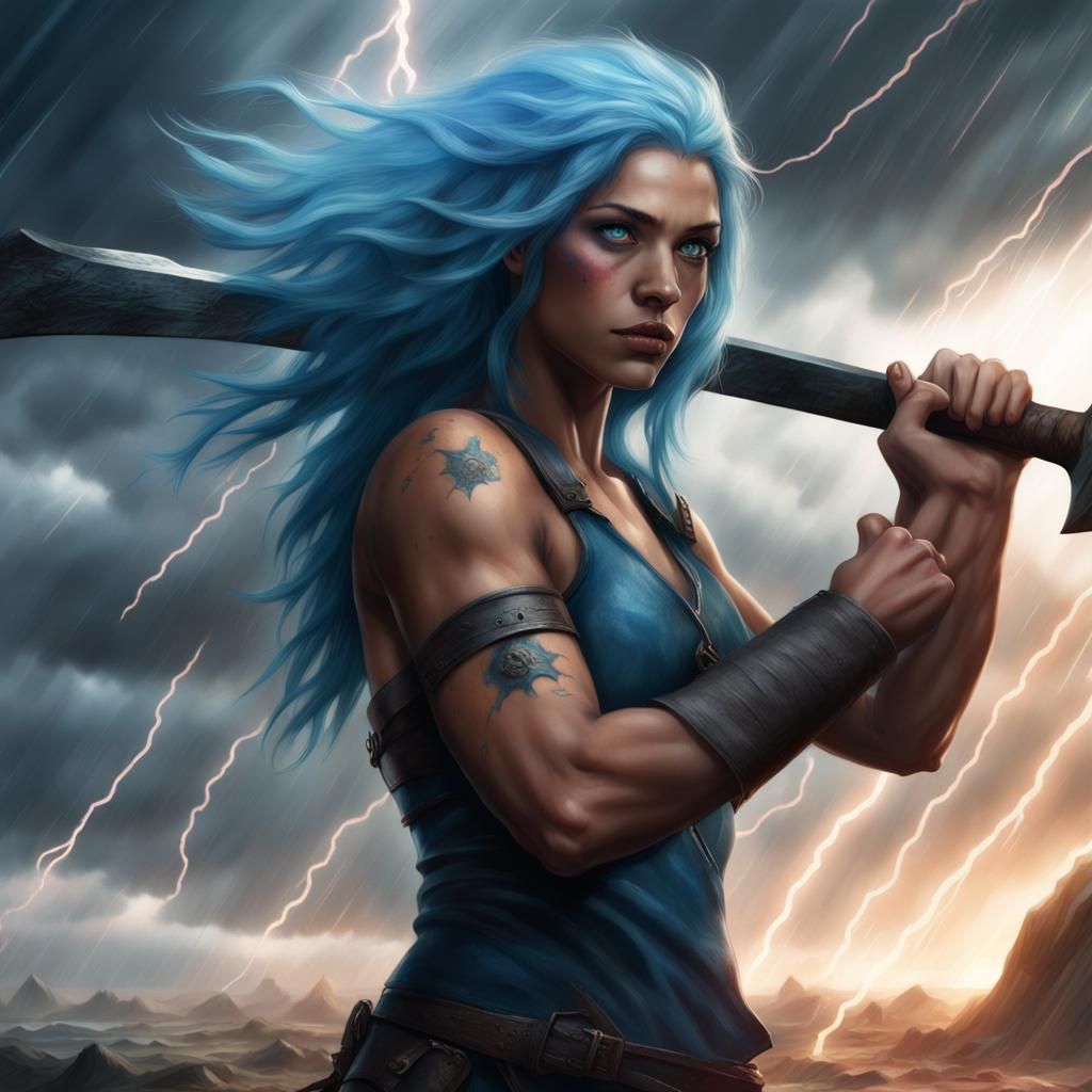 Stormforged Warrior with Axe in Fantasy Art