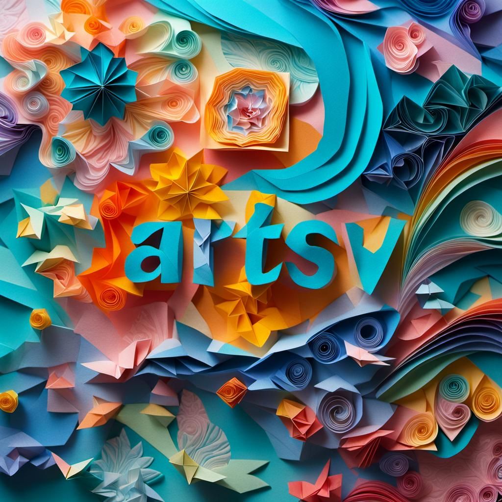 Origami Papercraft Art with Cursive Text