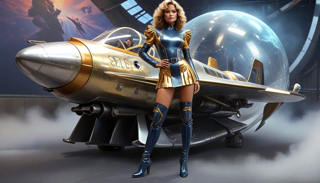 Bomber Girl in Retro Sci-Fi Spacesuit