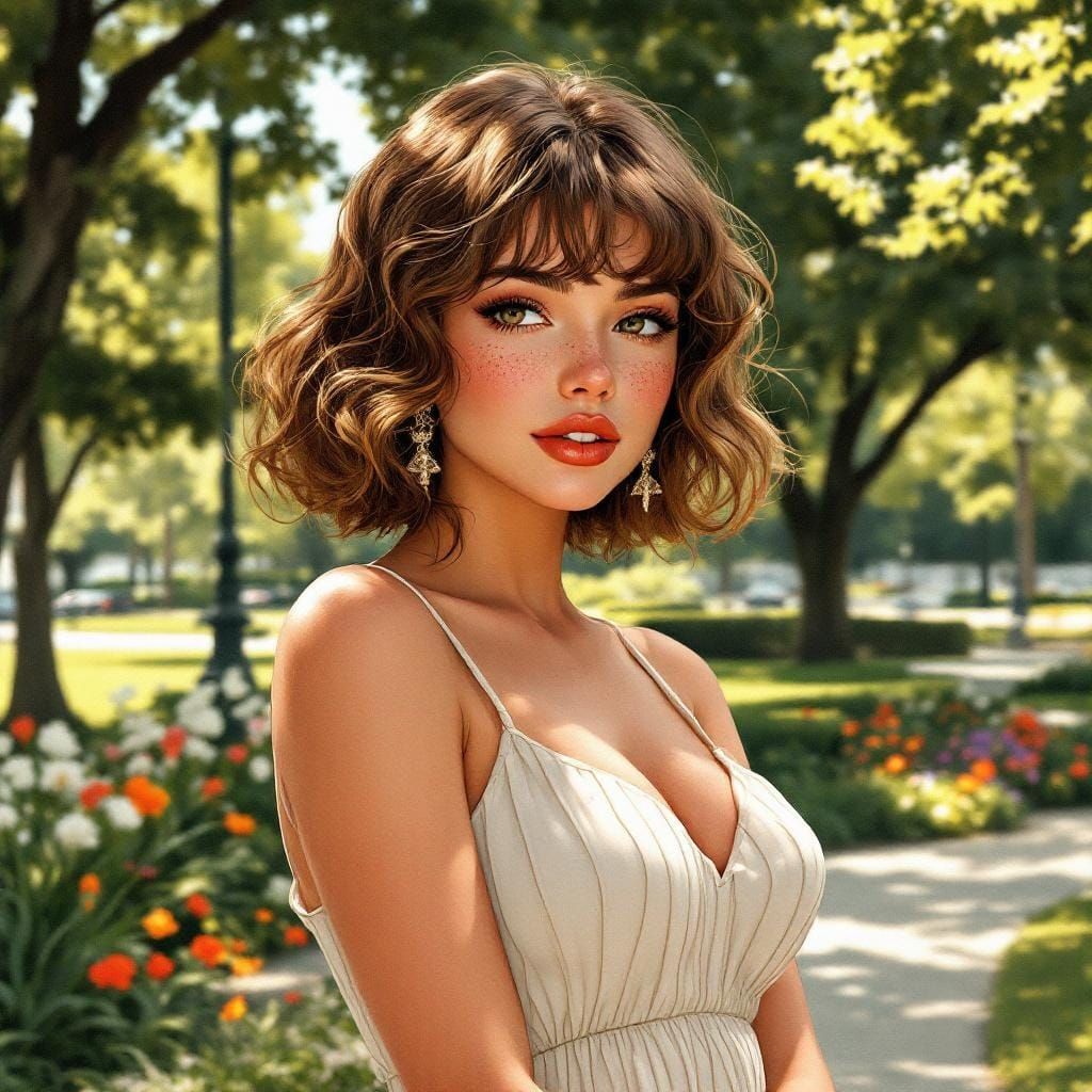 Woman in Sundress: Modern Comic Illustration