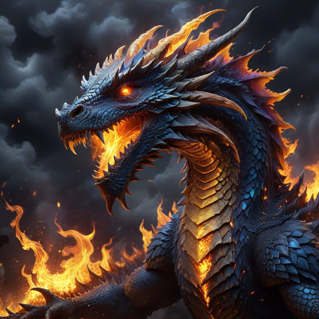 Majestic, Fire-Breathing Dragon in Epic Cinematic Style