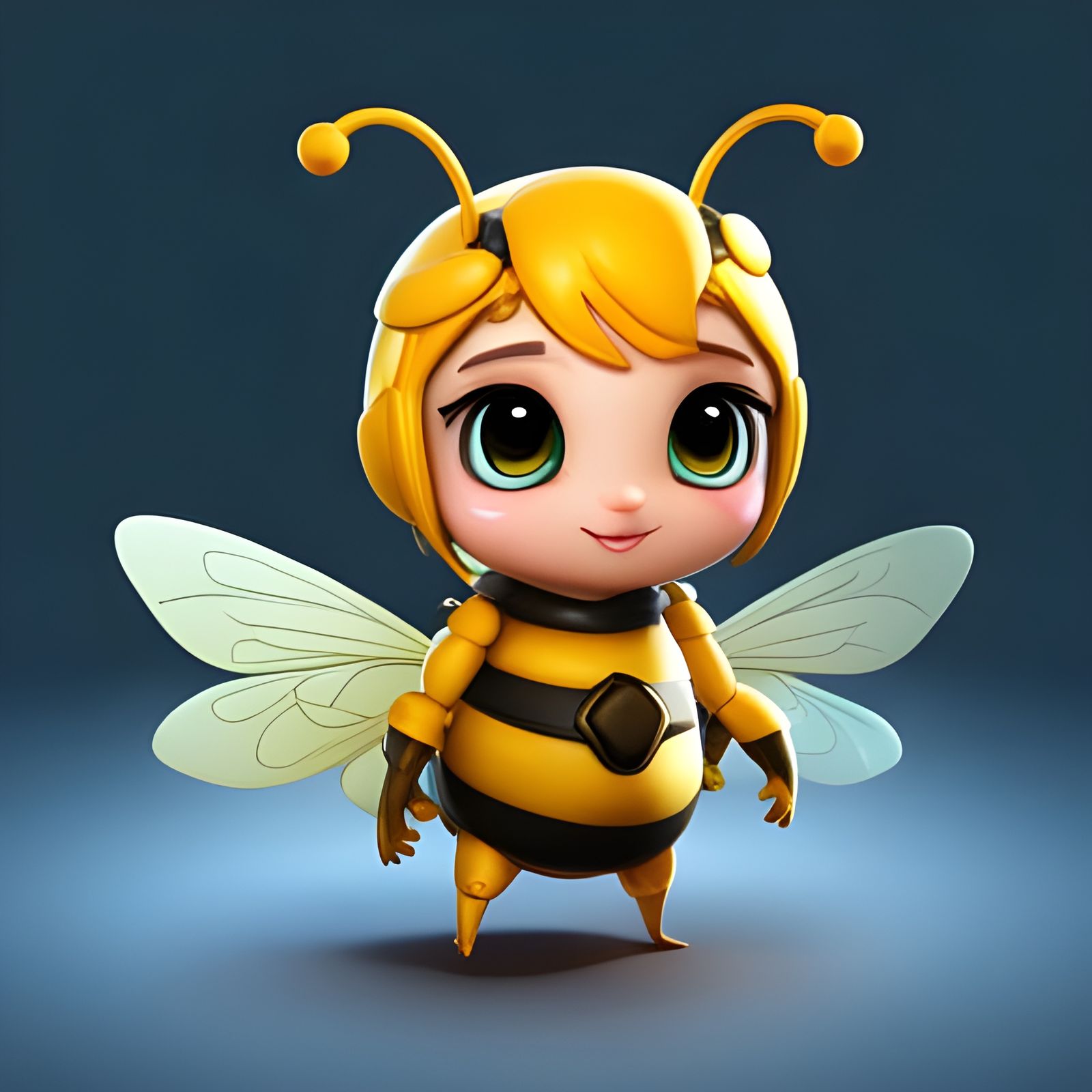 Chibi Bee Portrait in Detailed Matte Painting Style