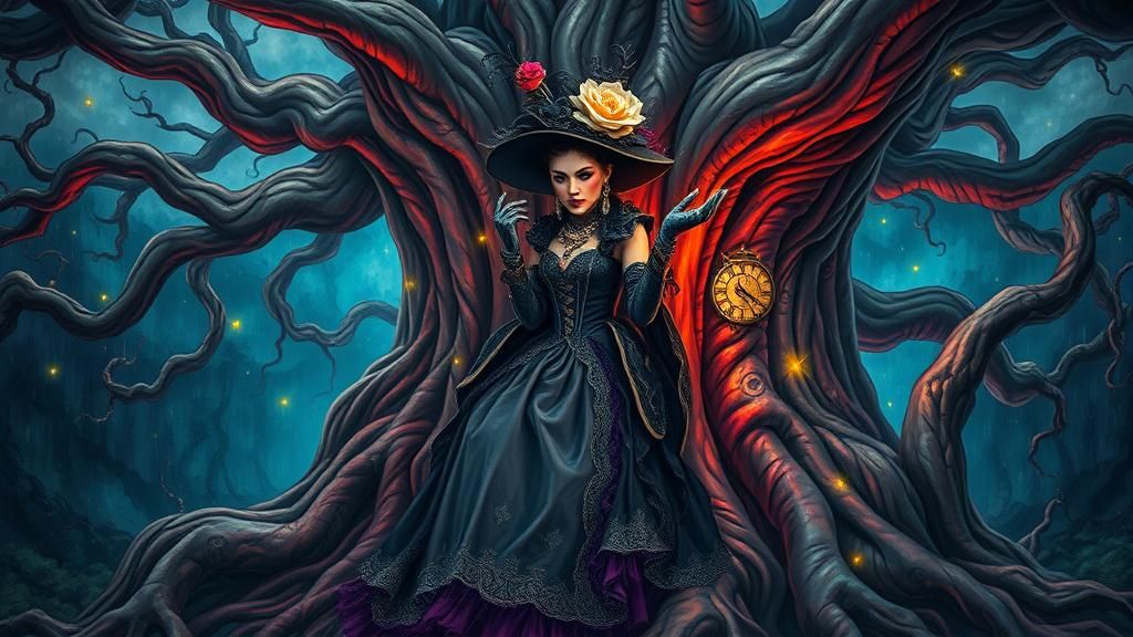 Steampunk Queen in Stormy Dreamscape: An Impasto Painting