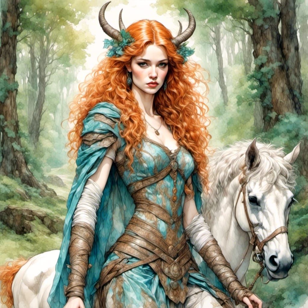 Beautiful Female Centaur in Woodland Setting