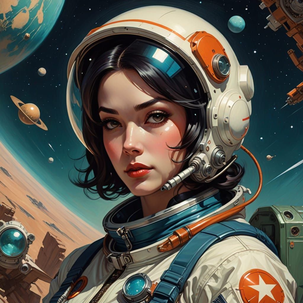 Vintage Space Siren in a Glamorous Space Suit