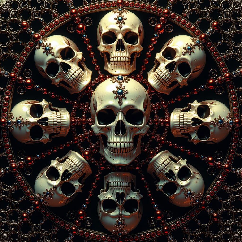 Intricate Skull Kaleidoscope in Dark Fantasy Style
