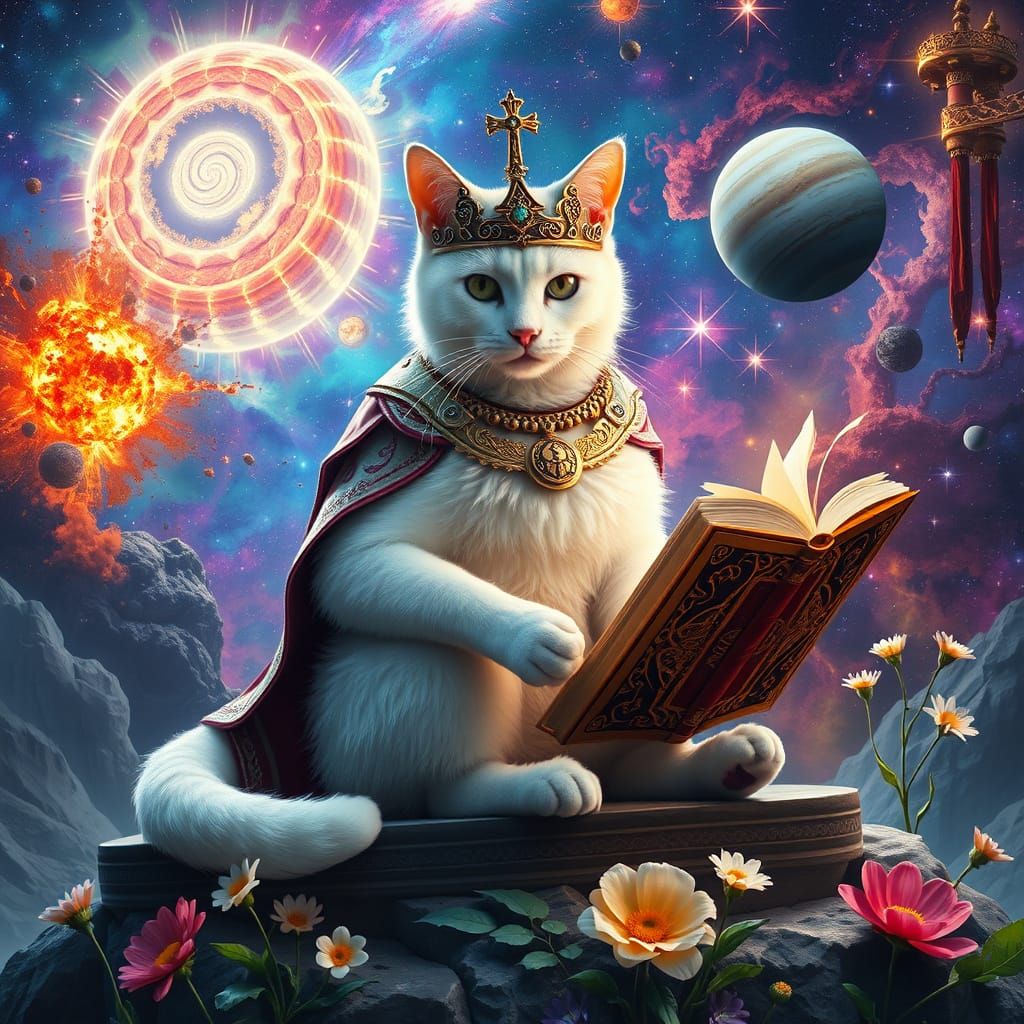 Cosmic Warrior Cat in Vibrant Armadura