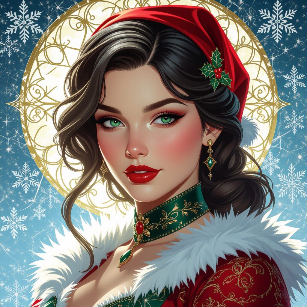 Sinful Christmas Portrait in Stylized Fantasy Art