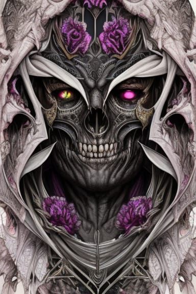 Creepy Devil with Skull Mask: Hyper-Detailed Digital Art