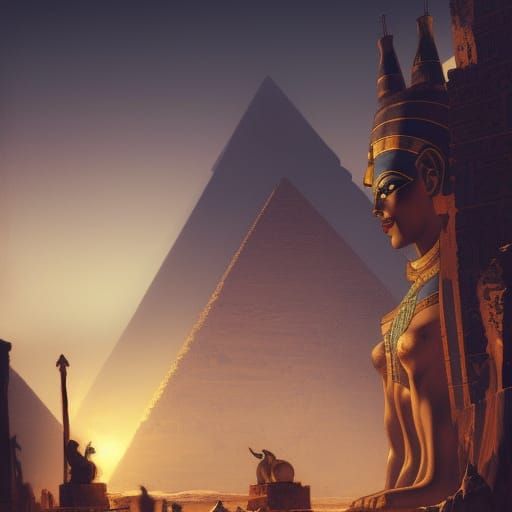 Egypt Dark Fantasy Concept Art in Art Nouveau Style