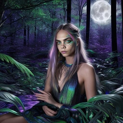 Surreal Portrait with Cat Eyes and Dreadlocks