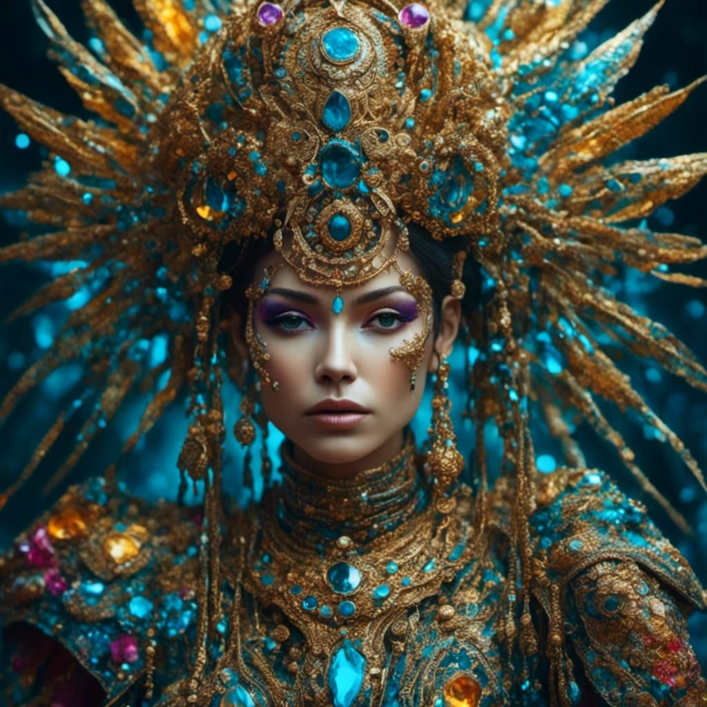 Hyperrealistic Portrait of Woman in Futuristic Jewelry