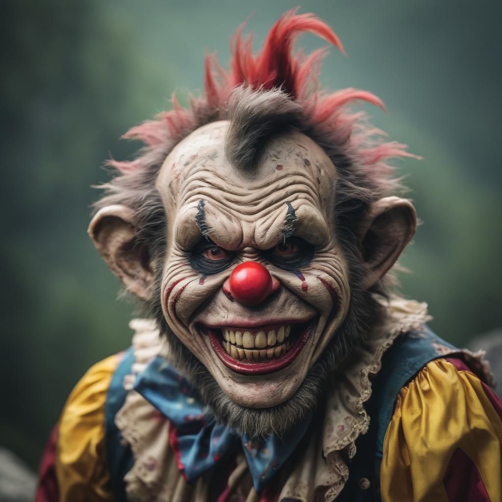 Surreal Zombie Monkey Grins from the Mountain