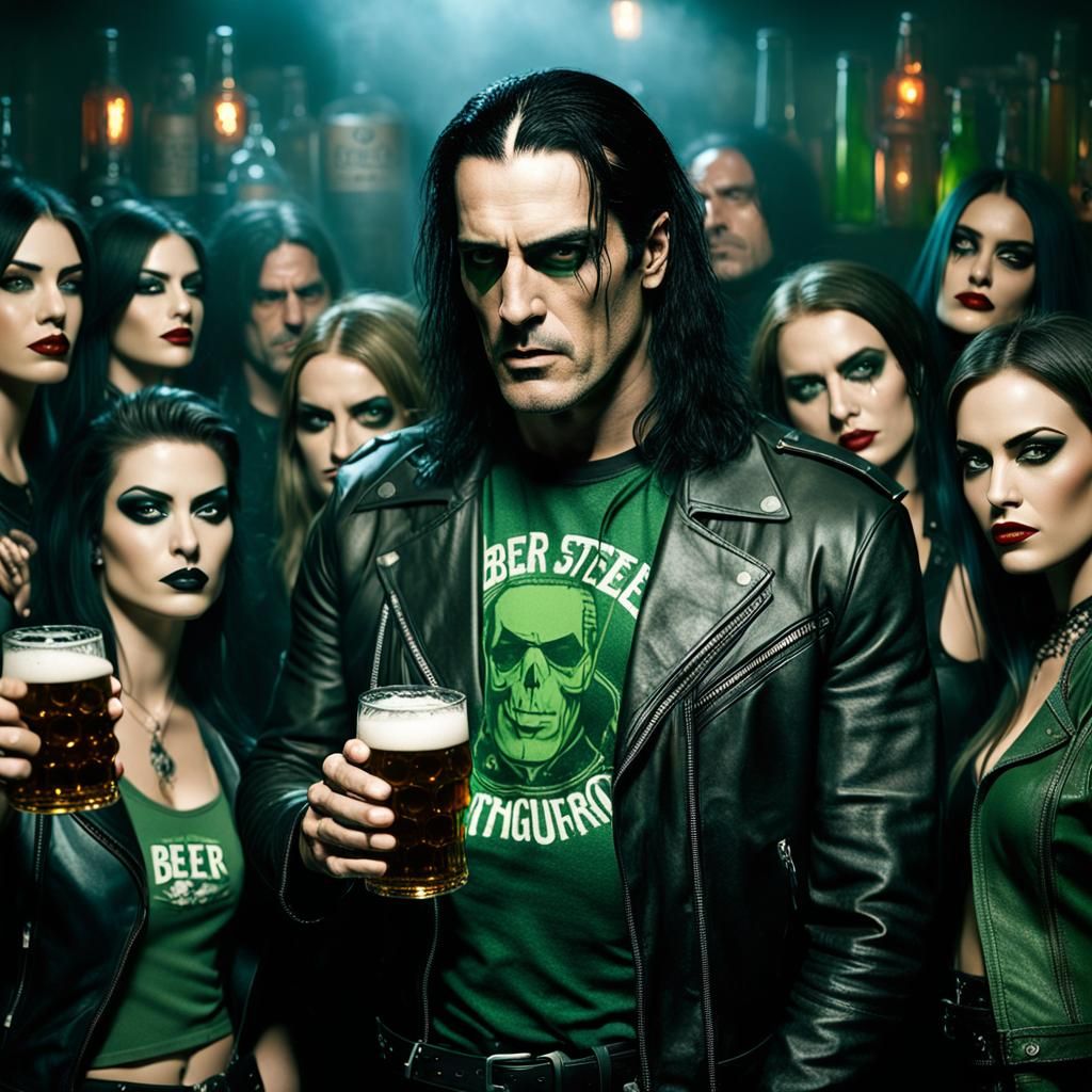 Peter Steele Surrounded by Goth Girls: Digital Art
