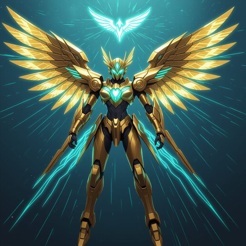 Golden Mecha Inspired by Aquila Constellation