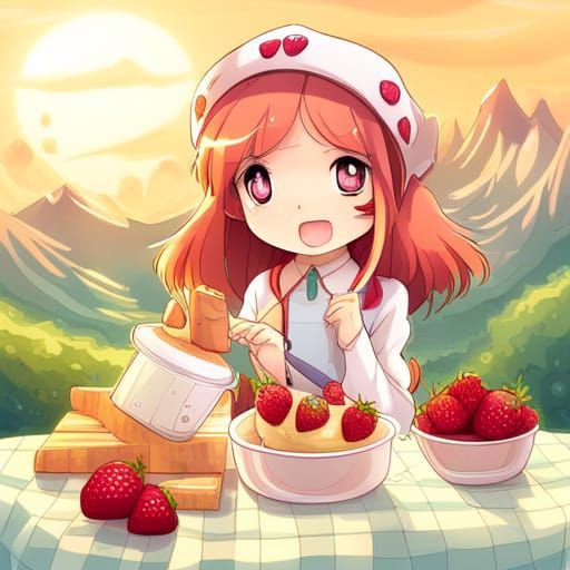 Strawberry Shortcake in Anime Style