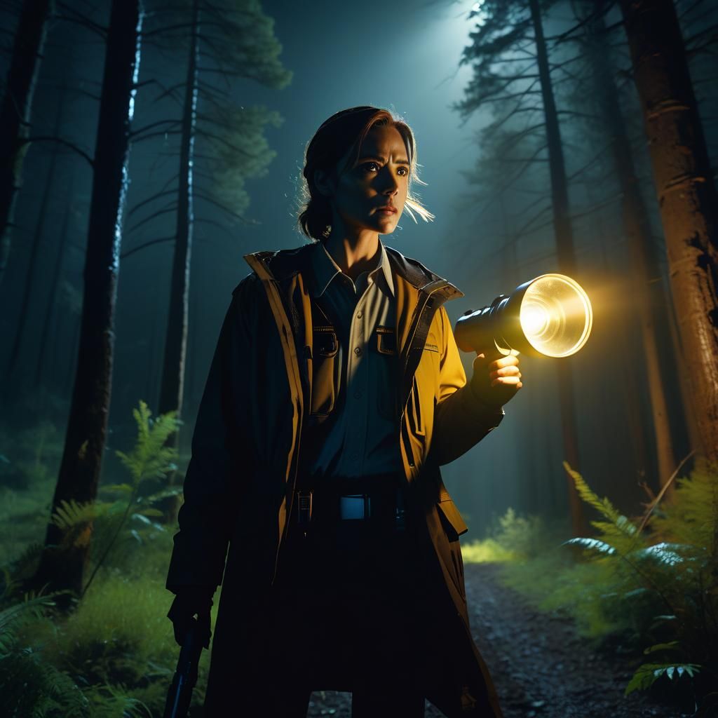 Sinister Searchlight Scene in 8K Resolution