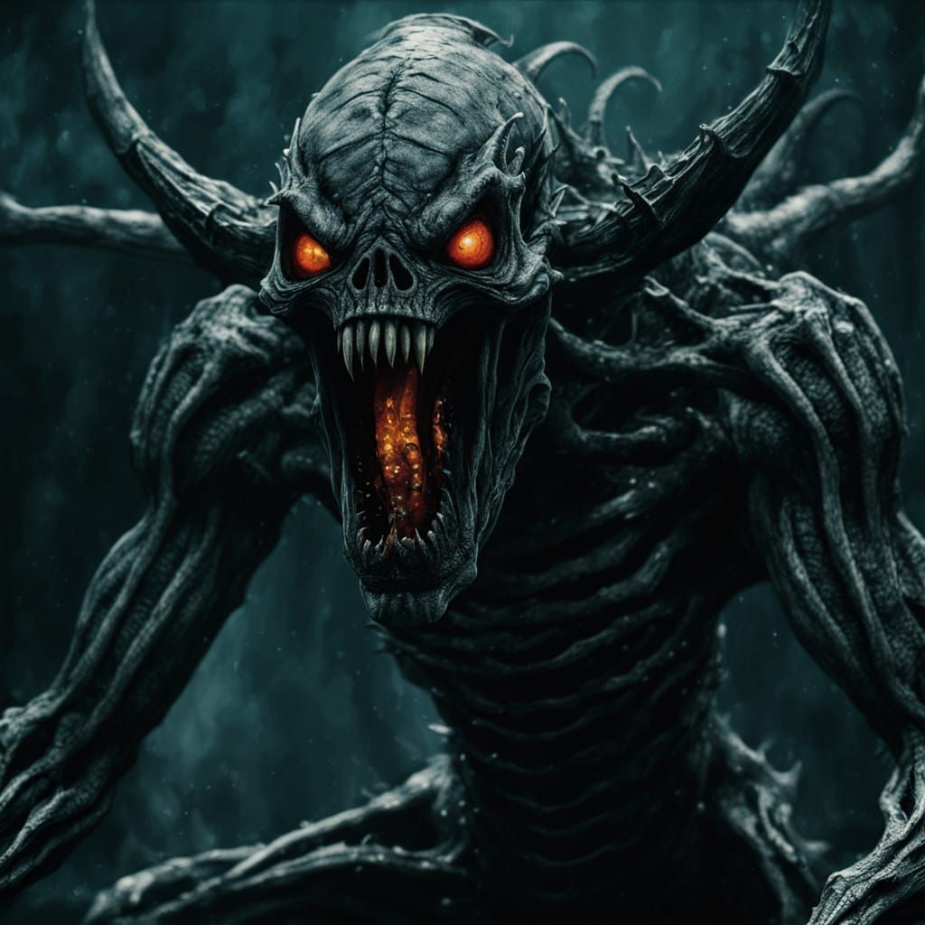 Colossal, Twisted Demon in Dark, Malevolent Splendor