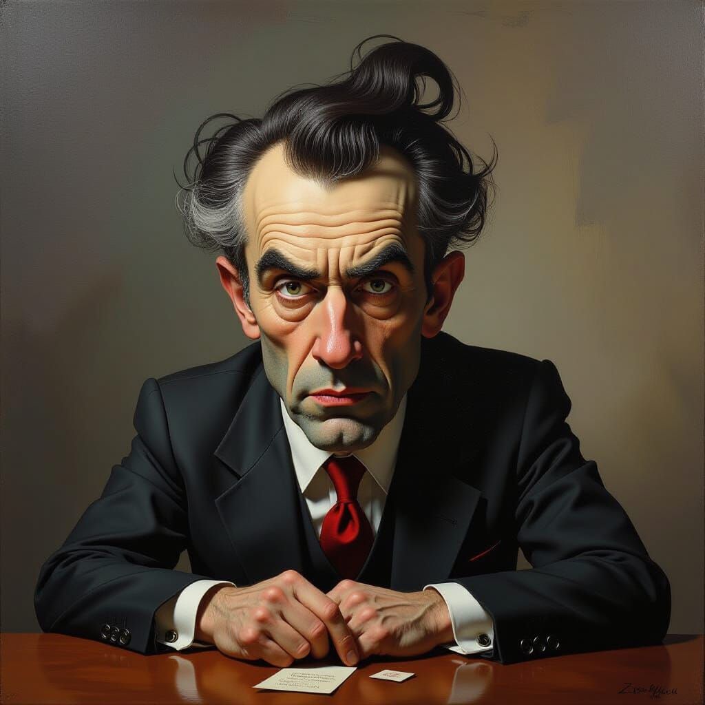 Grotesque Beauty in Surrealist Oil Painting