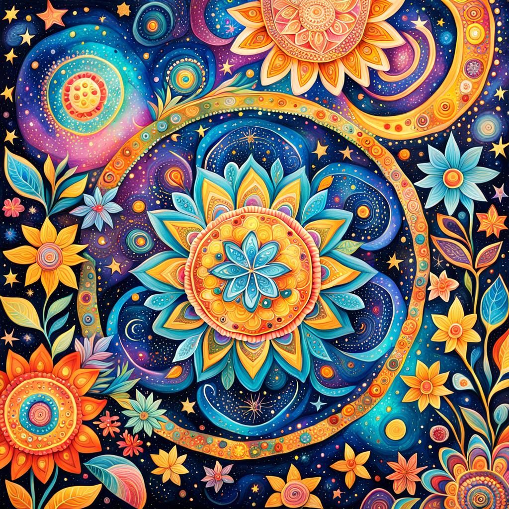 Psychedelic Visions of Happiness in Mixed Media