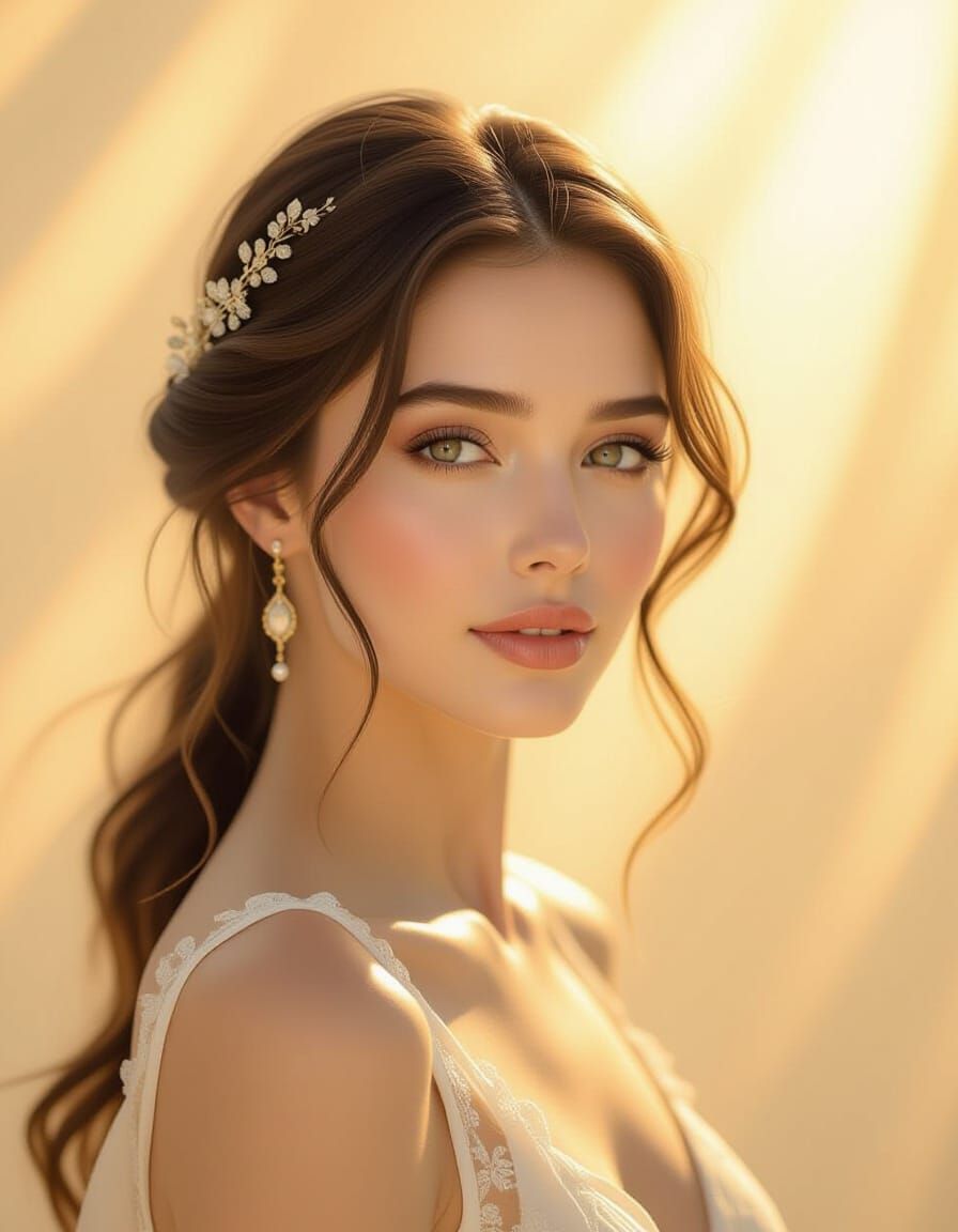 Ethereal Portrait of a Woman in Golden Light