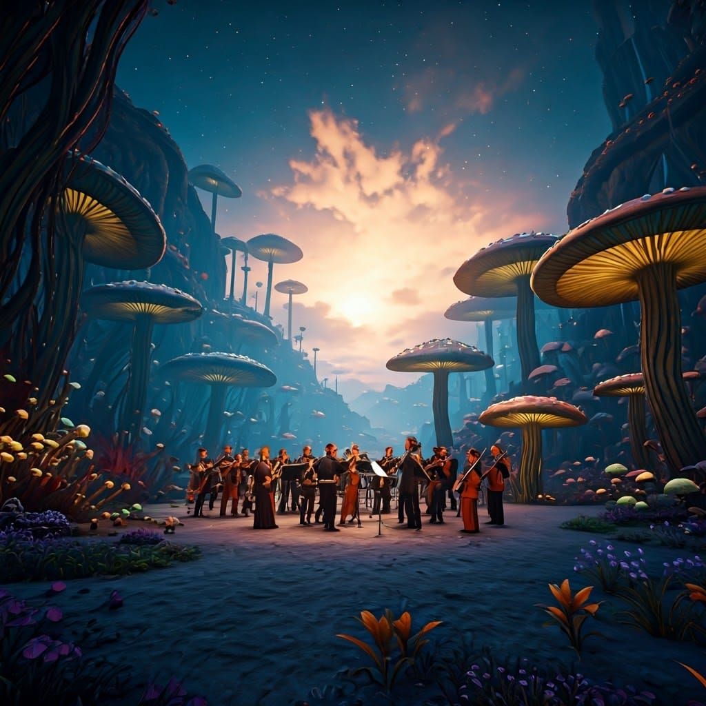 Orchestra on the Moon in Dreamscape Landscape